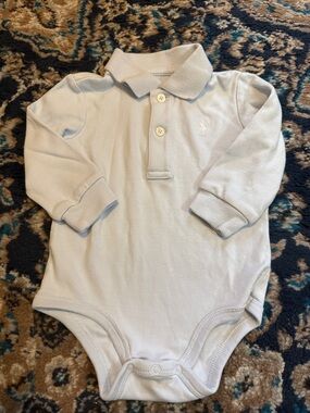 Ralph Lauren Long-Sleeve Light Blue Polo Onesie